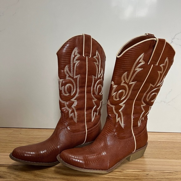 Coconuts By Matisse Womens Brown Amarillo Western Boots Cognac Snake 7.5 NEW - Picture 5 of 12